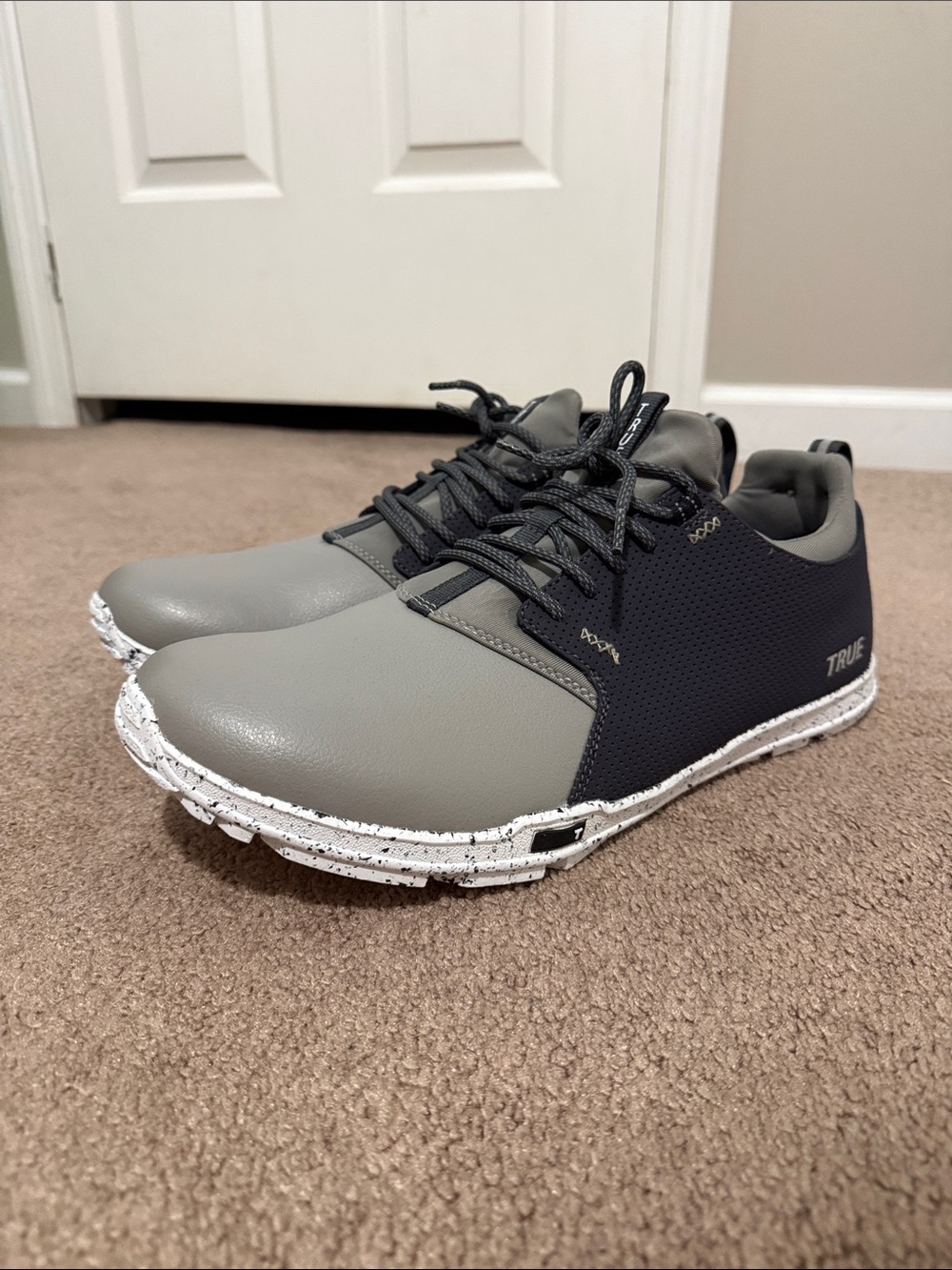 TRUE Men's Grey and Navy Golf Sneakers - Lightweight Comfort